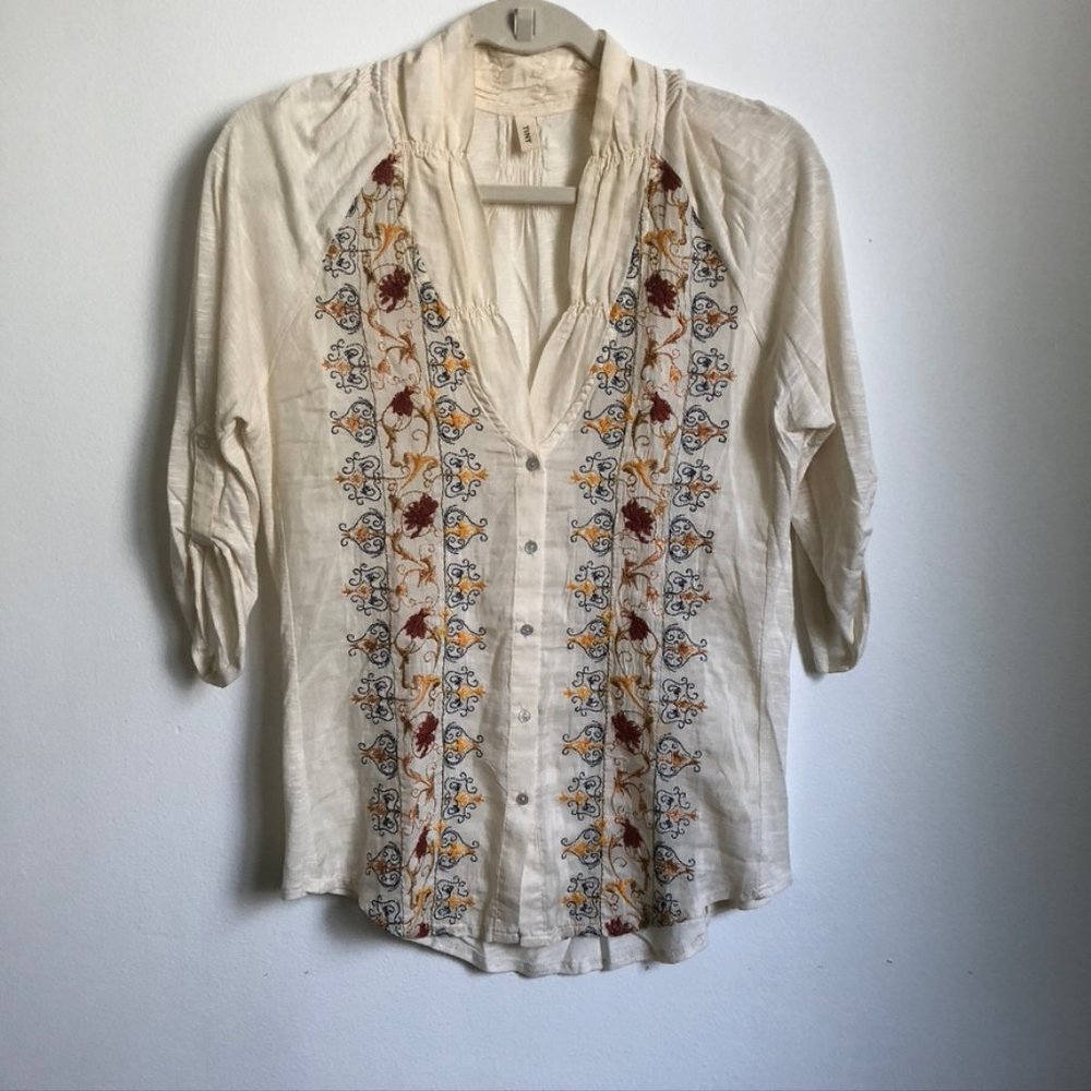 Anthropologie Tiny Embroidered Blouse Size Medium